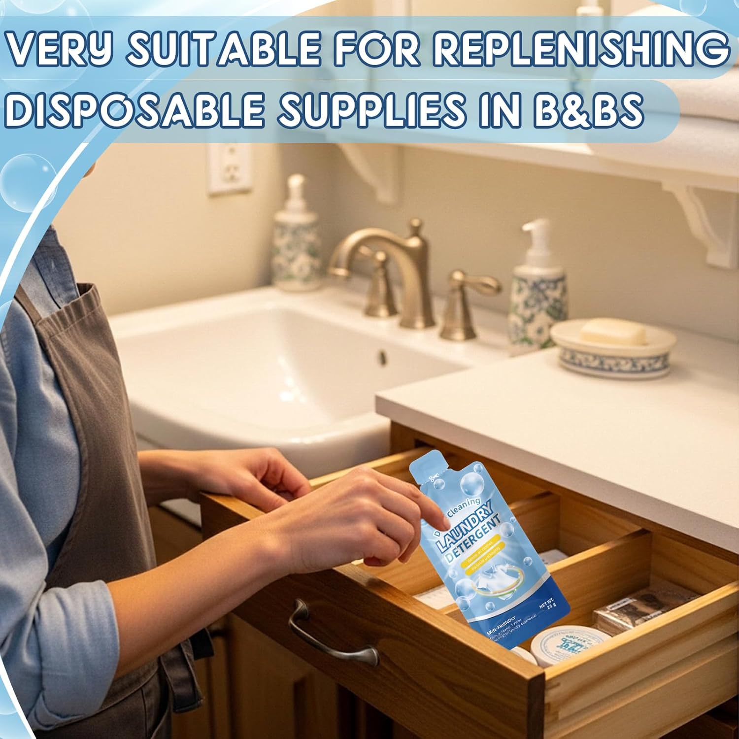 Loopeer 100 Pcs Individual Travel Laundry Detergent 0.88 oz Portable Detergent Packets Travel Size Single Use Liquid Soap for Traveler Hostel Essentials Cleaning - Image 4