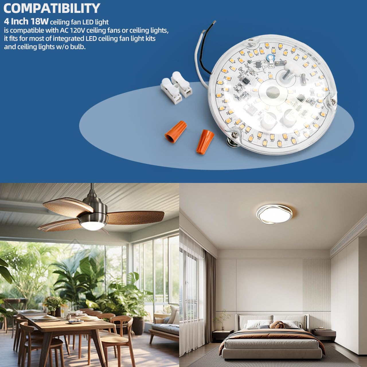 Amazon.co.jp : Sconva 4インチ 18W シーリングファン LEDライト 交換