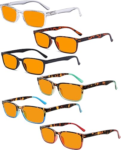 Eyekepper Paquete de 6 lentes de lectura con bloqueo de luz azul teñido naranja +0.5