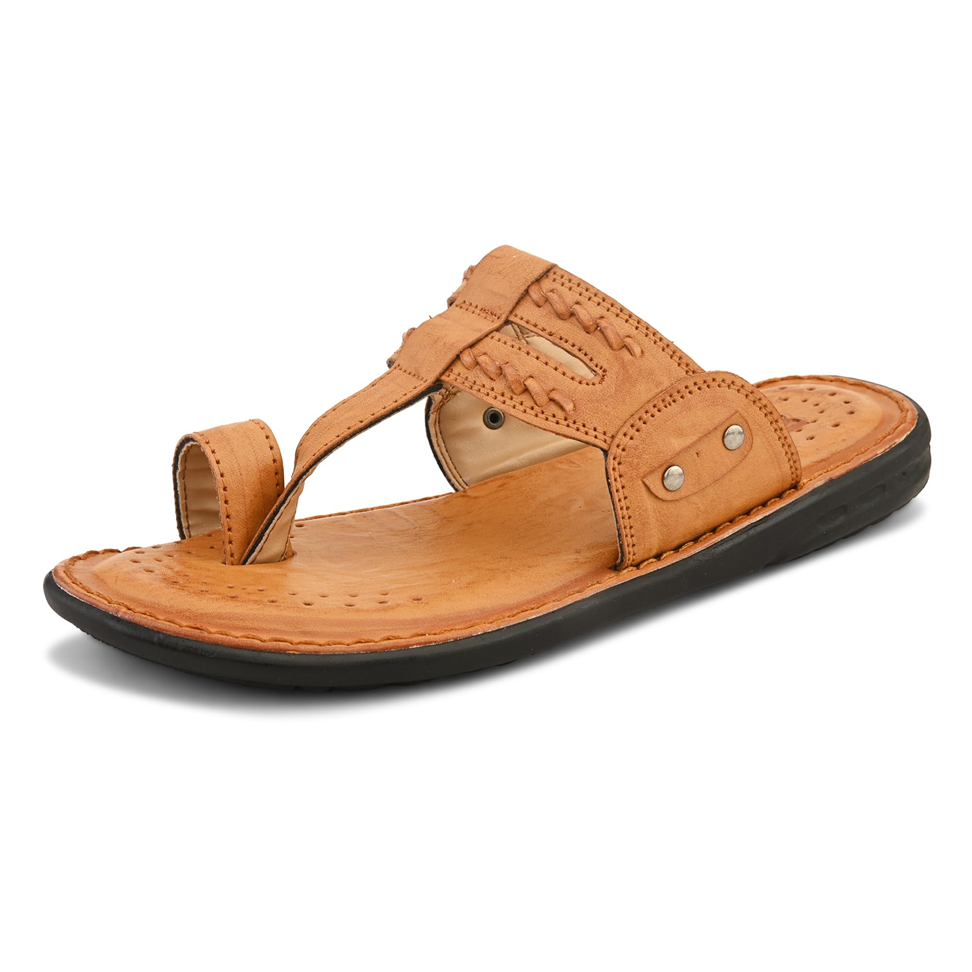 Centrino Men's Slippers | Kolhapuri Style Chappals with Soft Cushioned Footbed | Comfortable & Durable | Traditional Yet Stylish Footwear for Men (9552)