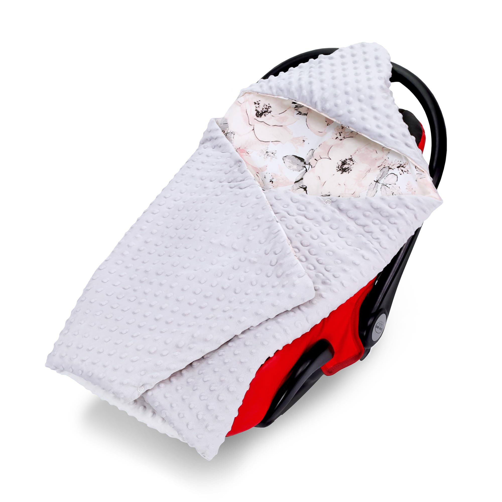 Einschlagdecke Babyschale Baby Decke 90x90 cm - Fußsack Blanket für Kinderwagen und Autositz Ganzjahres für Neugeborenen und Kleinkinder Einschlagsdecken für 3 und 5 Punkt Gurt Minky Oeko-Tex