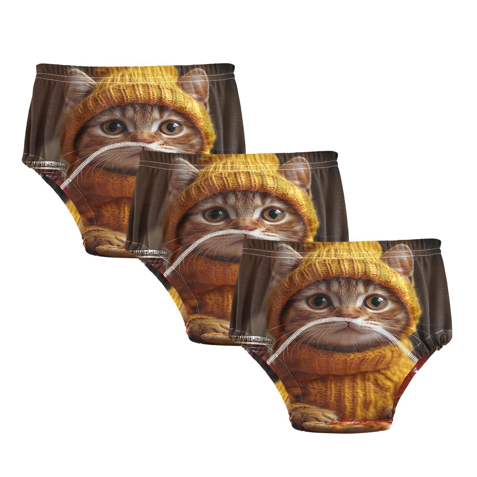 Coikll Cat Wearing Sweater Toddler Training Underwear Waterproof Baby Pee Pants -4T