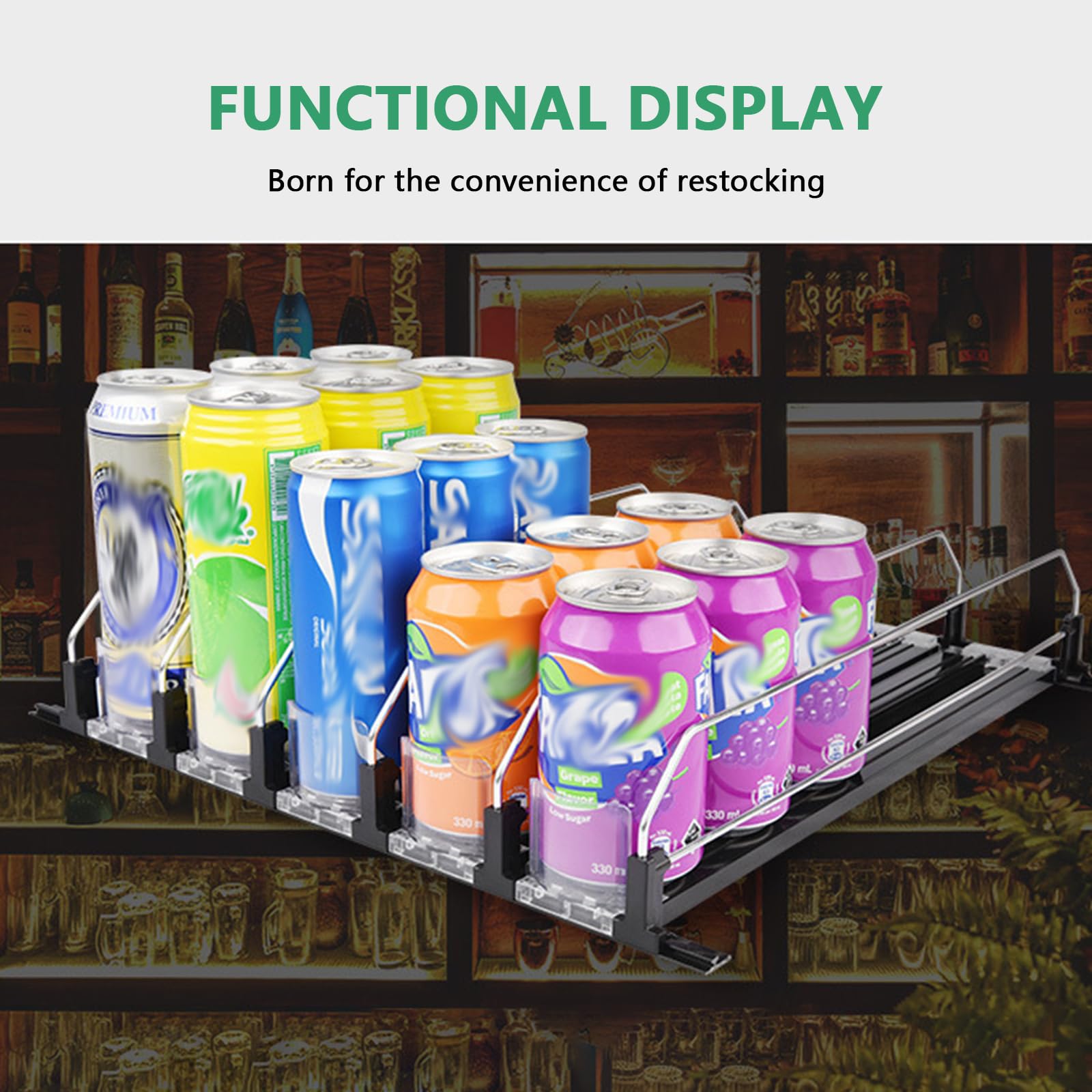 Organisateur de Réfrigérateur pour Canettes, Support de Canettes avec Poussoir Automatique Distributeur Automatique de Boissons Rangement Pratique pour Canettes de Soda et Boissons