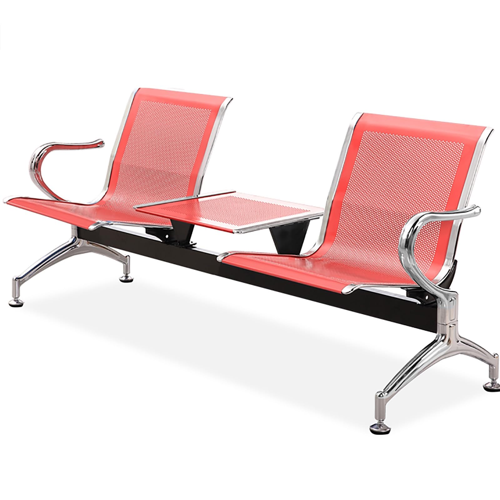 SnamicE 2-Seat Waiting Room Chairs with Table & Arms - Comfortable Airport Reception Bench with Backrest for Lobby Office Bank & - Green Conference Seating,Blue,Red