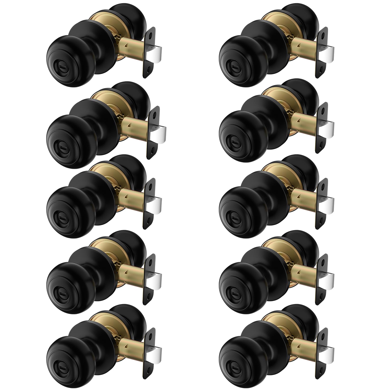 Matte Black Privacy Door Knobs - 10 Pack -1