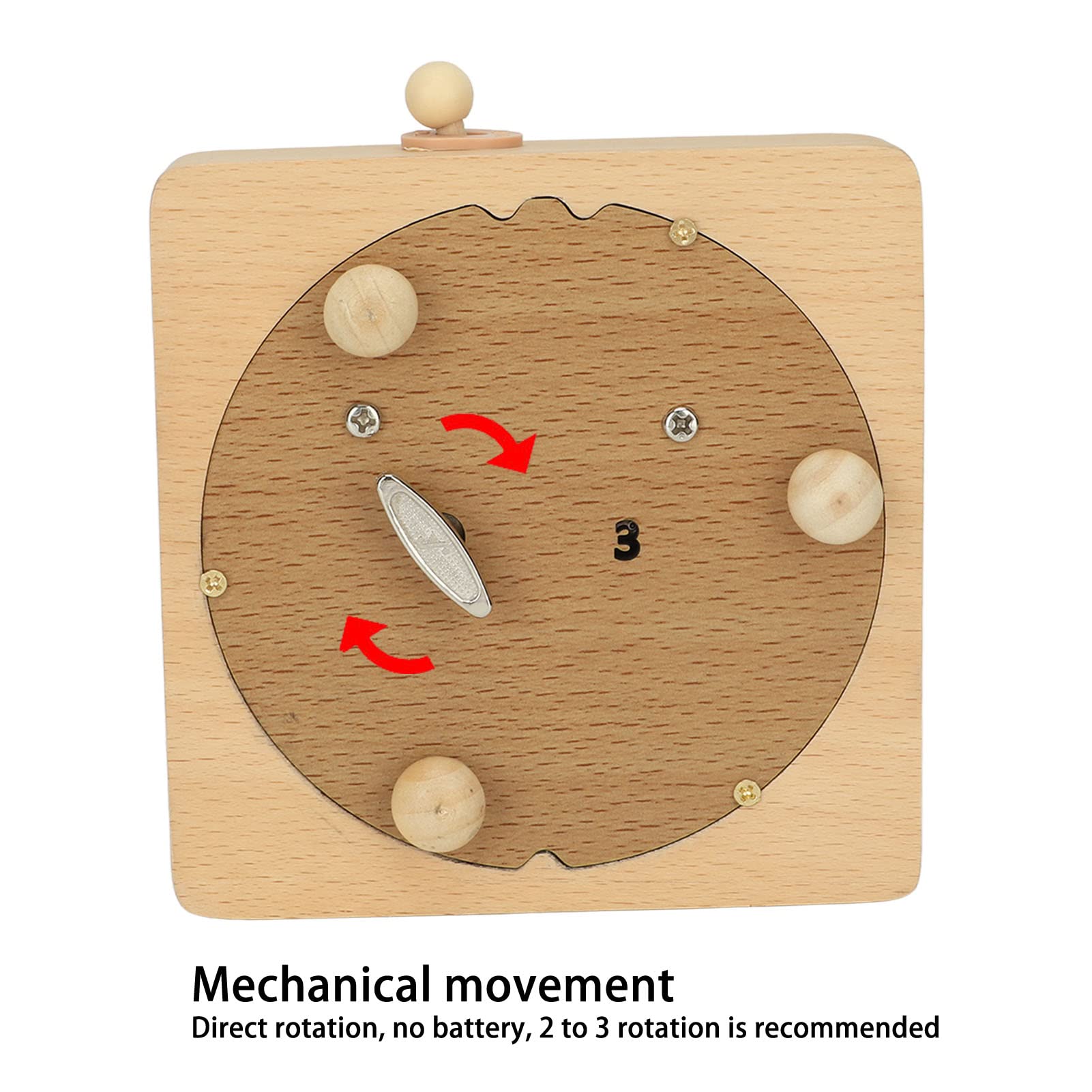 Holz-Spieluhr, Riesenrad-Modell-Spieluhr, Mini-Spieluhr aus Buchenholz, für Weihnachten, Geburtstag, Valentinstag (Quadratischer Boden)