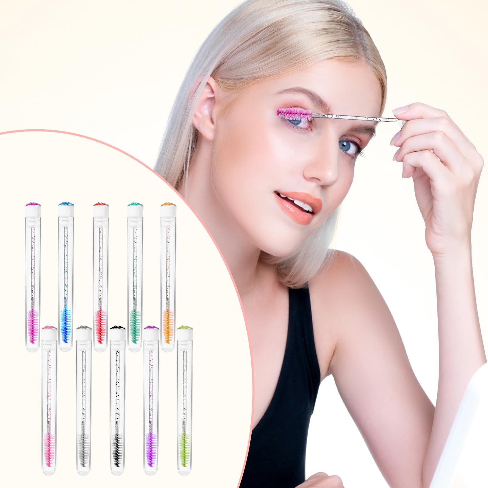 Lot de 20 brosses à cils, brosses à cils en tube, baguettes et tubes de mascara, pinceaux de maquillage pour extensions