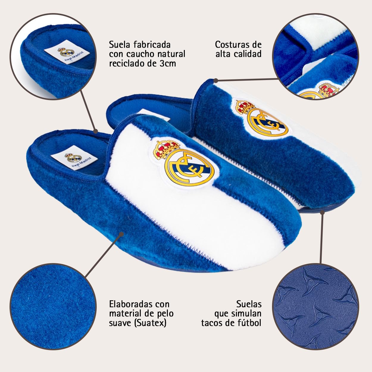 MARPEN SLIPPERS Real Madrid CF Oficiales – Zapatillas Estar por Casa Niño Cómodas y Antideslizantes - Zapatillas Andar por Casa Ligeras - Zapatos Niña Invierno Cálidos - Talla 32