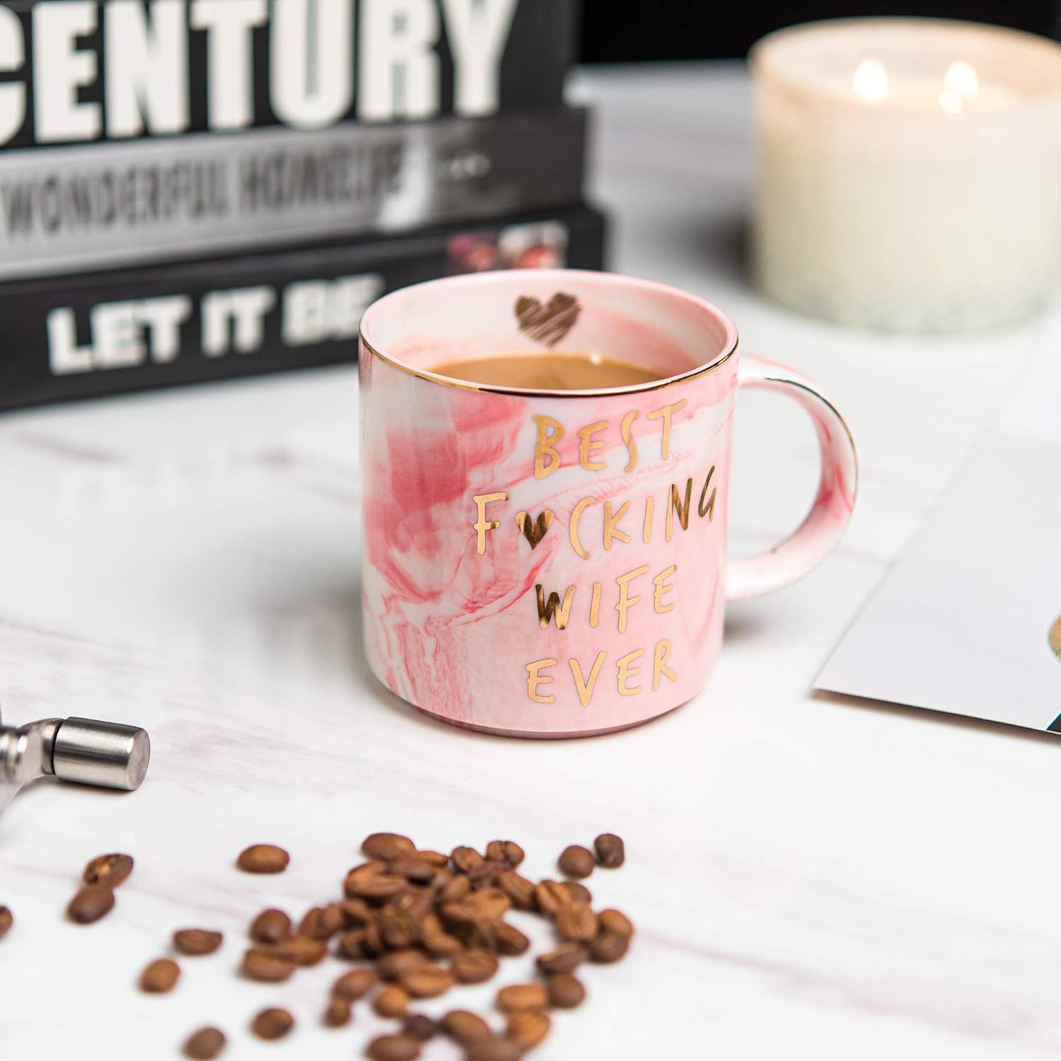 Hendson Wife Gifts For Birthday | Marble Ceramic Coffee Mug Cup | Anniversary, Christmas, Valentines, Mothers Day Gift Ideas For Her