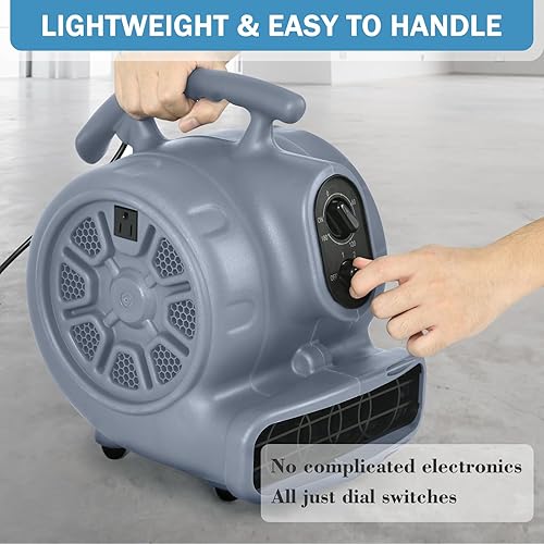 Miniatura 2 de LATIPOPO Air Mover, ventilador de secado de suelo de 14 HP 1000CFM para refrigeración y ventilación, ventilador portátil para secadora de alfombras