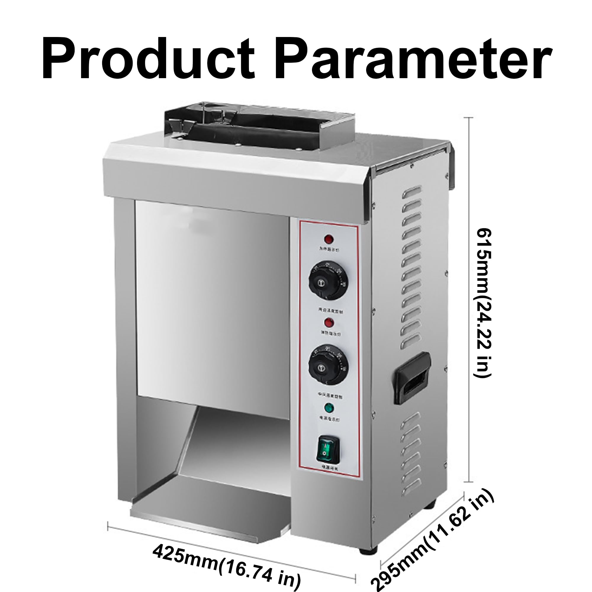 Toster z przenośnikiem, elektryczny opiekacz do hamburgerów o mocy 2000 W, automatyczny wypiekacz do chleba, timer 0-3 minuty, regulowana temperatura 50-300°C