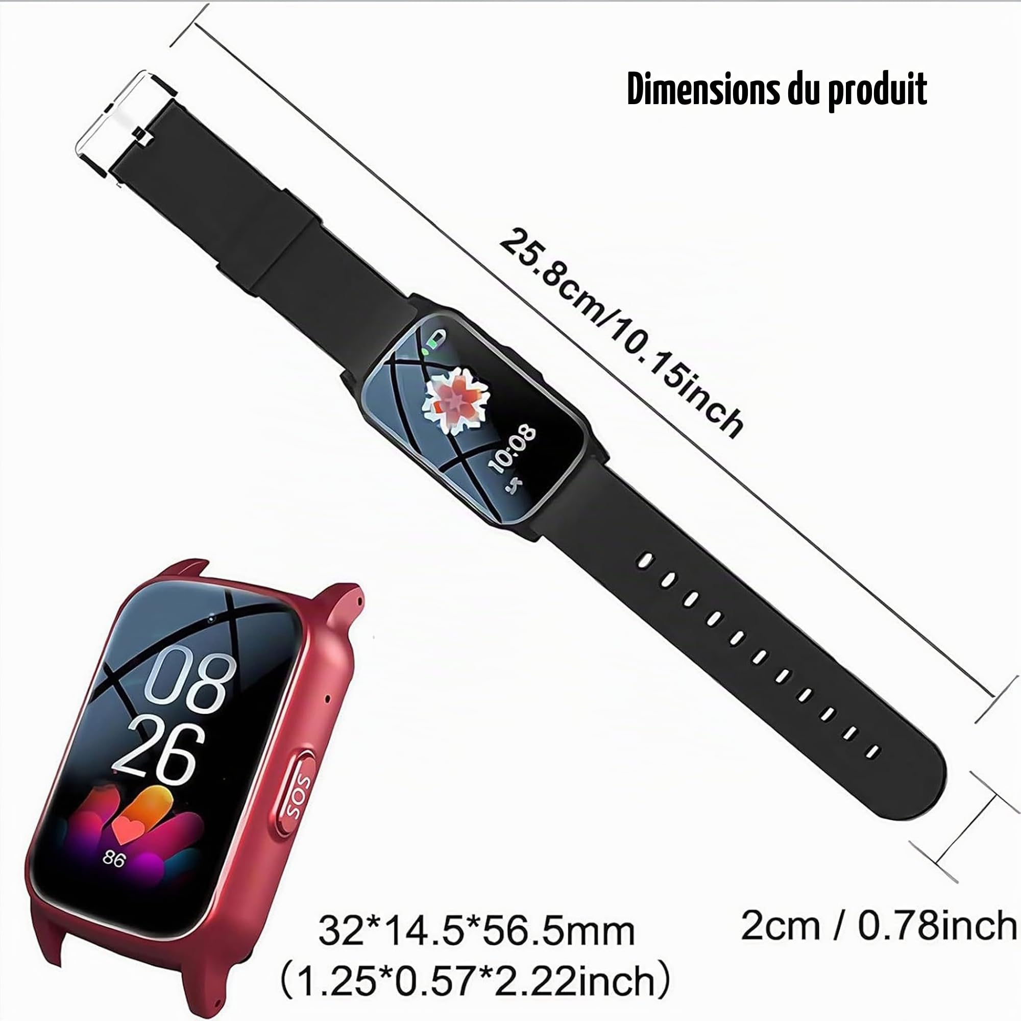 Montre intelligente avec détection de chute pour senior avec appel SOS et GPS, montre de sécurité pour personnes âgées pour homme et femme, bracelet d'alerte d'urgence pour Thanksgiving, Halloween