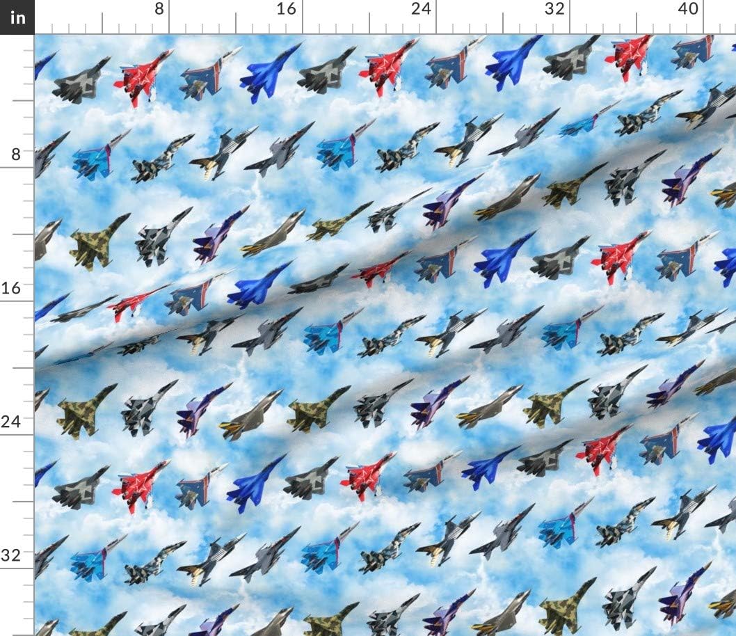 Spoonflower Fabric - Fighters Airplane Planes Collage Fighter Air Boys Printed on Petal Signature Cotton Fabric by The Yard - Sewing Quilting Apparel Crafts Decor