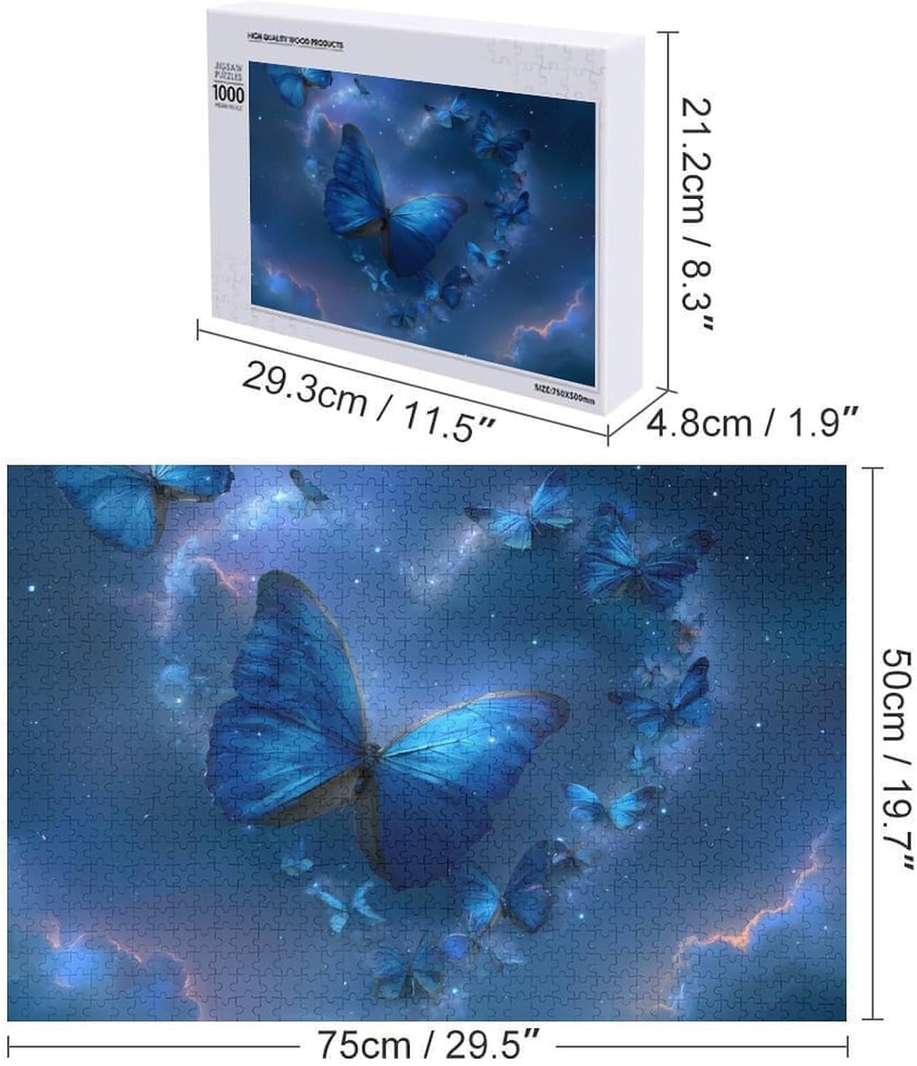 Butterfly Butterflies Print Puzzles for Adults 1000 PCS Wooden Jigsaw Puzzle Wall Decor Christmas