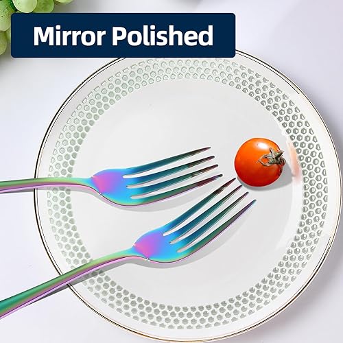 Miniatura 7 de Tenedores de cena de 16 piezas, 8 pulgadas, tenedores de cubiertos de acero inoxidable extrafinos de grado alimenticio, para el hogar, cocina,