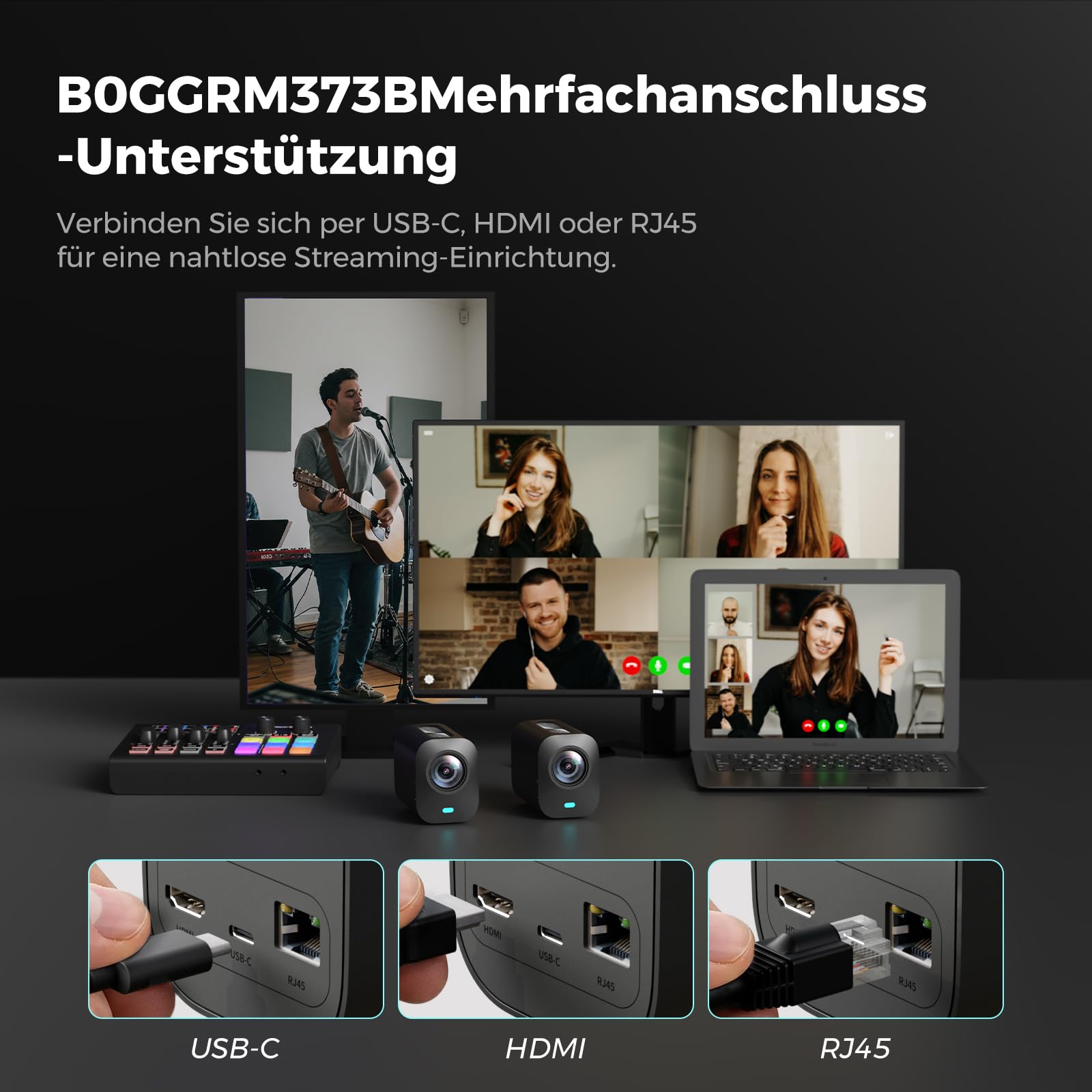 NearStream VM20 4K-Streaming-Kamera-Set mit Kabelanschluss, Stativ und 2 Super-Klemmen, 40-facher Hybrid-Zoom, Multi-Kamera-Paket für Podcasts, Gottesdienste, Interviews und Zoom