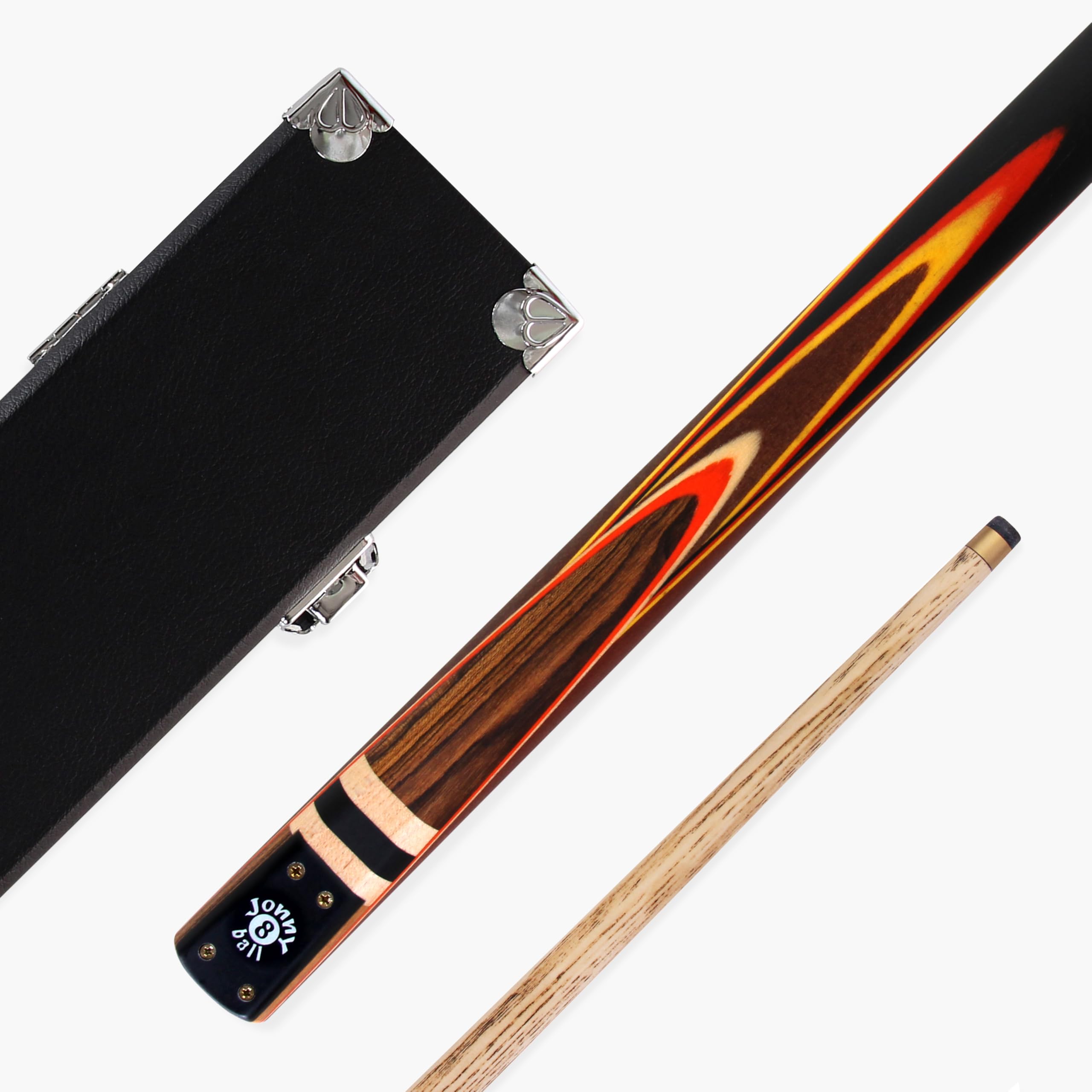 3 Piece Adjustable Snooker Pool Cue - 9mm Tip (Red Yellow Explosion)