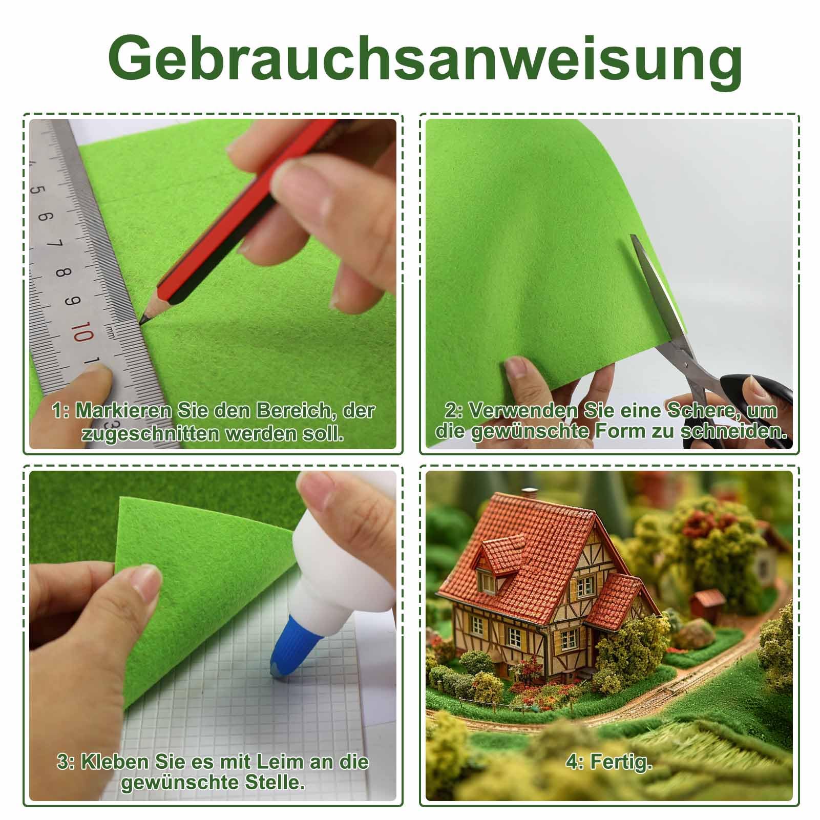 Evemodel 1pc. 41 * 99 cm green grass mat meadow miniature artificial grass mat for model scale landscapes miniature (8mm) - Image 3