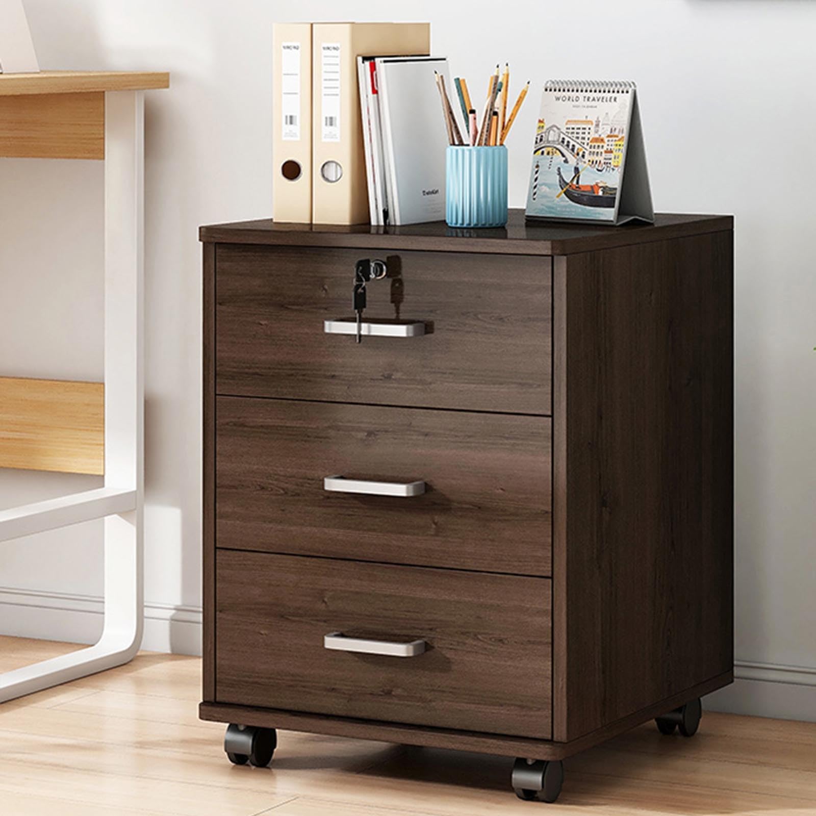 Armadio Mobile con Serratura per impieghi gravosi per Ufficio e Forniture Artigianali, mobiletto per archivio Resistente e Robusto con Piastra Spessa, Colore Nero