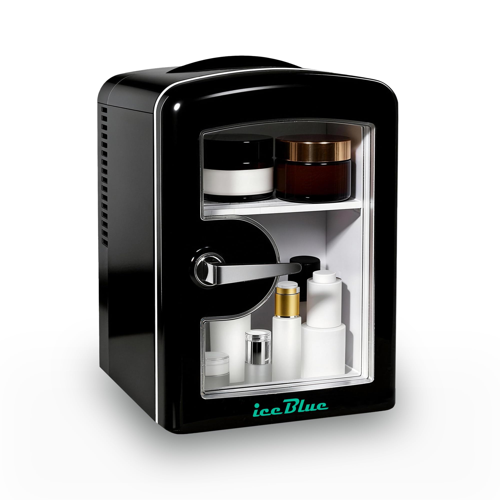 Mini Fridge, 4 Liter /6 Cans Skincare Fridge with Viewing Window - Black