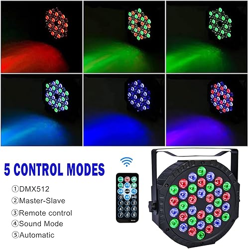 Miniatura 2 de Iluminación de escenario, 36 luces LED para escenario, luces DMX DJ, 7 modos, control de luz, activación de sonido con luz de escenario remoto para