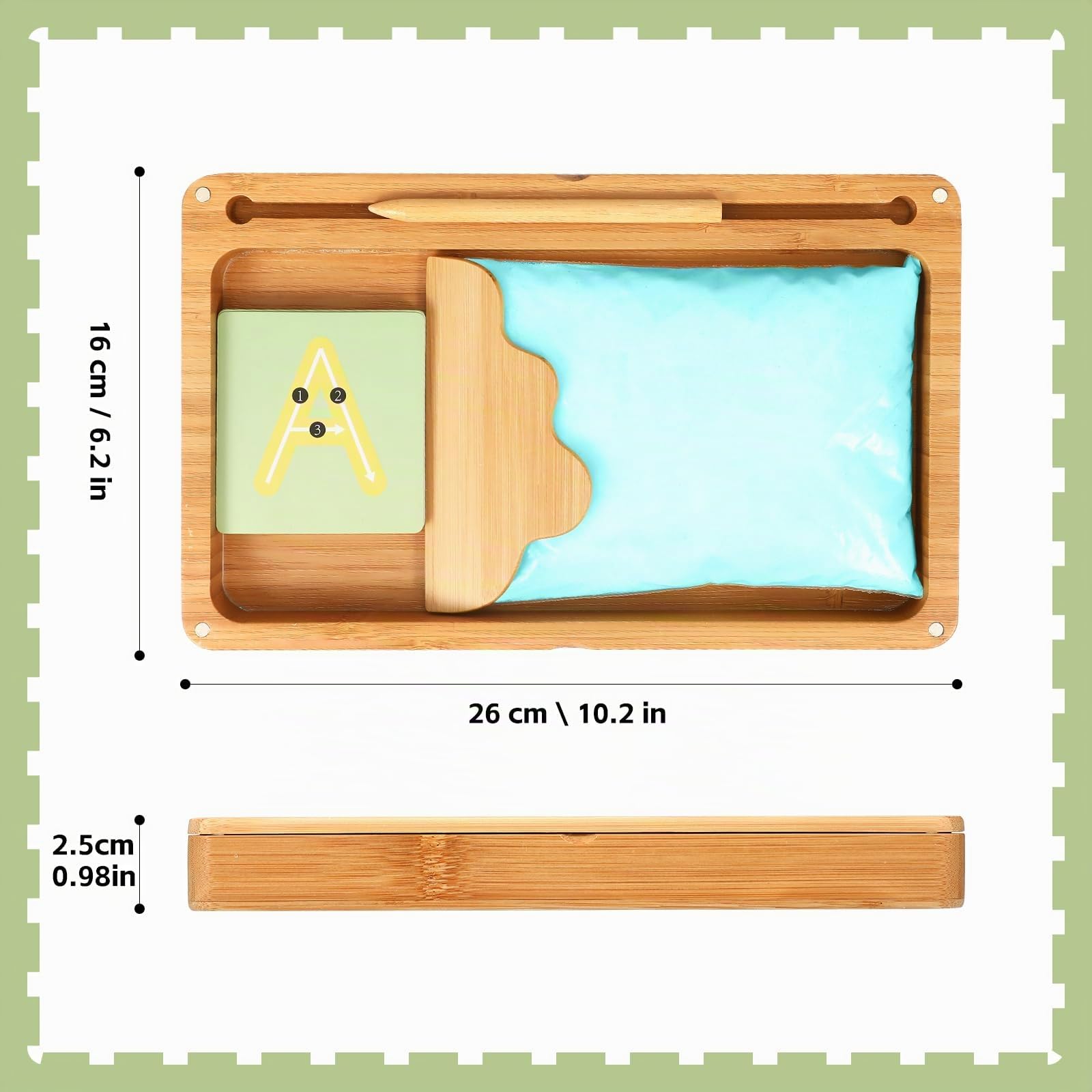 Montessori Tavolo di Sabbia per l'inizio dell'allenamento di scrittura e disegno Giocattolo in legno Montessori Tavolo di Sabbia educativo Giocattolo per lo sviluppo motorio precoce nei bambini (Blu)