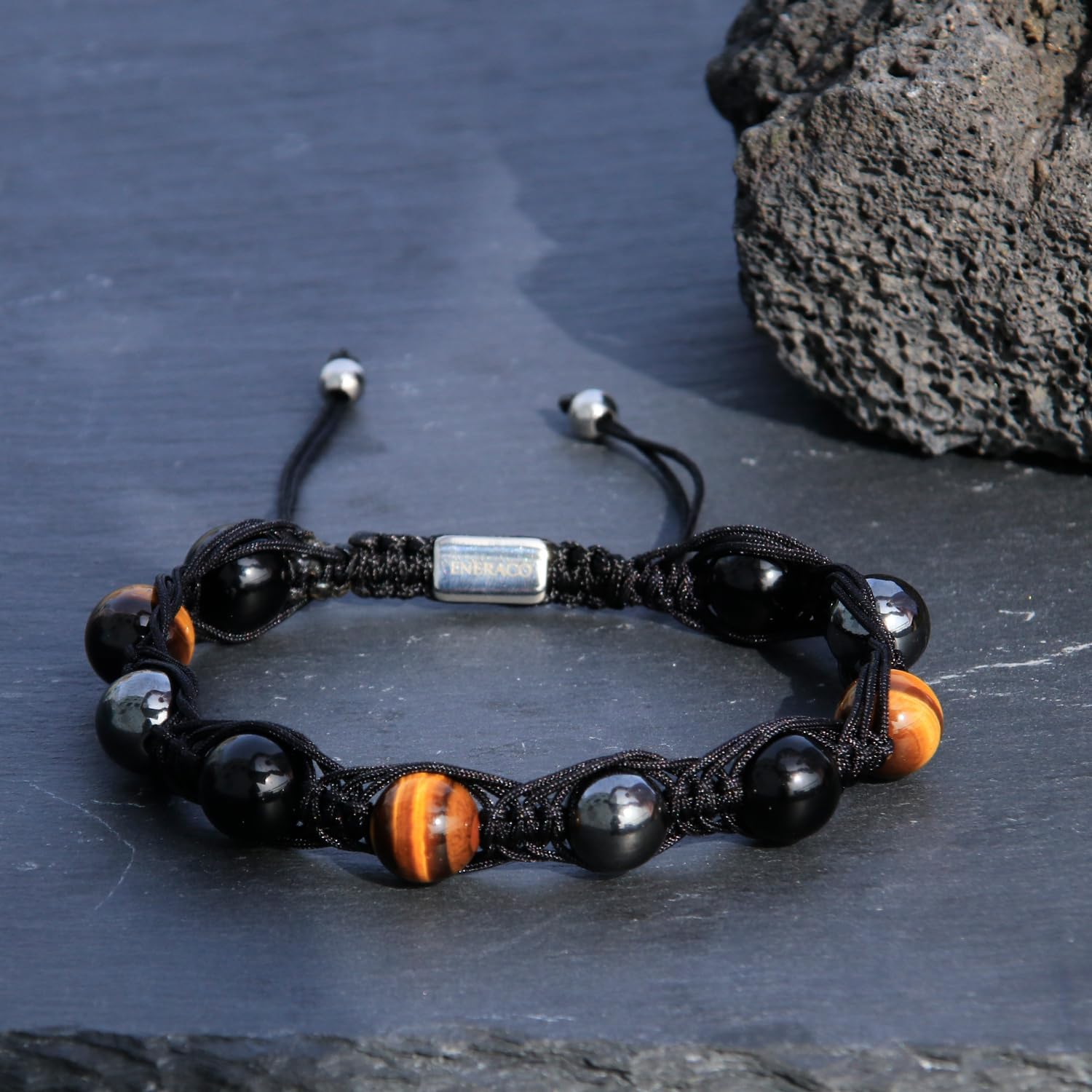 Protection Crystals Beads Bracelet for Men - Healing Stone Bracelet Triple Protection Beaded Bracelet Tiger Eye Obsidian Hematitie Energy Crystal Bracelets for Men Gifts for Him Stress Relief - Image 4
