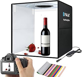 20"/50cm Light Box, PULUZ Large Photo Studio Shooting Tent 200 LED Light CRI≥90 12 Colors Backgrounds Professional Dimmable Photo Booth Product Photography 20x20 inch Light Box Photography
