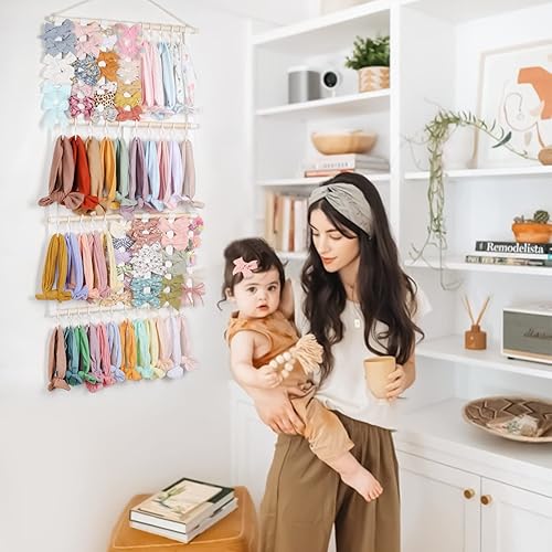 Miniatura 8 de POVETIRE Soporte para diadema organizador de lazos para el cabello, diademas para bebé, accesorios para el cabello, organizador de almacenamiento
