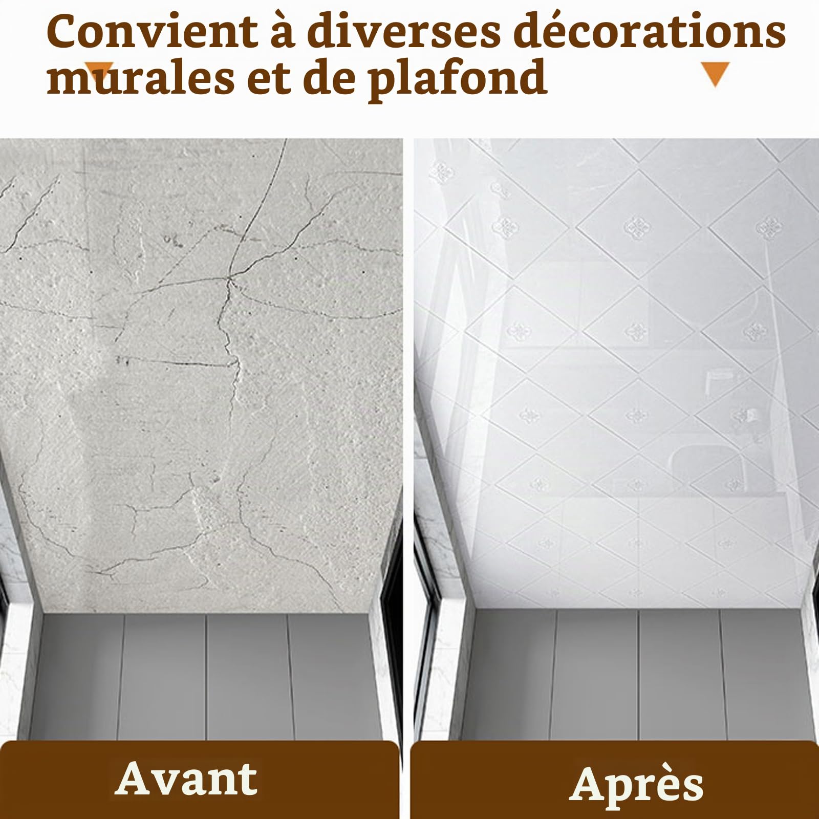 Dalles de Plafond Suspendu,Dalles de Plafond décoratives en PVC,Dalles de Plafond Autocollantes 3D,revêtement Mural imperméable,épaisseur 2 mm pour Maison,Bureau,Cuisine,Restaurant
