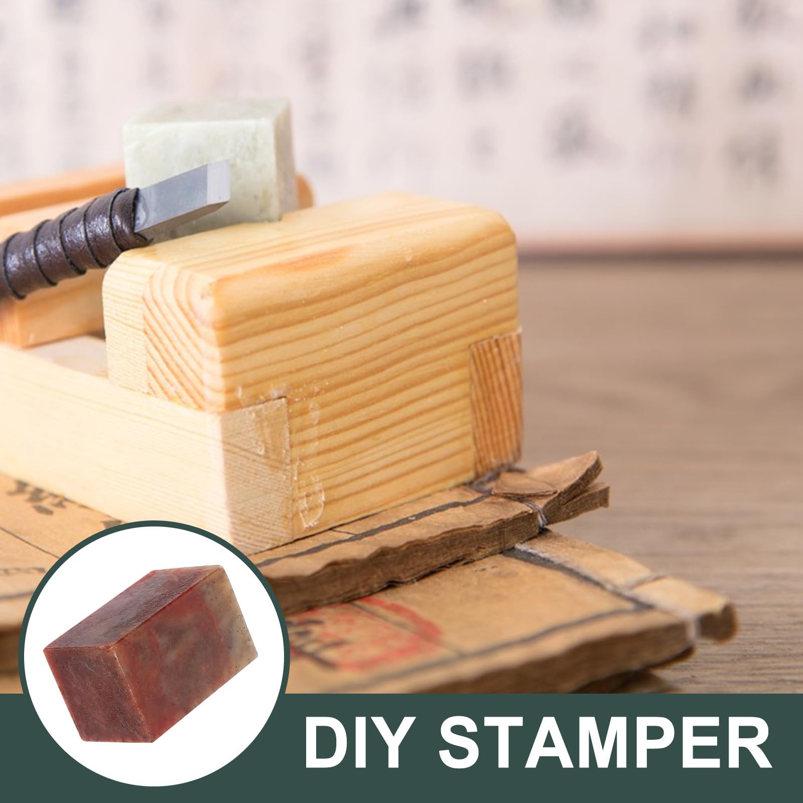 FOMIYES Tampons en Pierre Marron pour Loisirs Créatifs, Pierre à Sceau Gravée Résistante et Sûre pour Usage Long, pour Scrapbook et Travaux D’art DIY