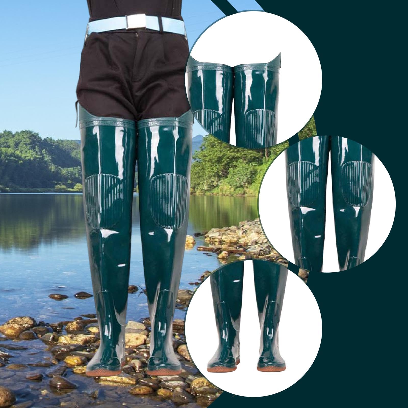 Gralara Stivale Da Pesca Impermeabile Antiscivolo in PVC Stivale Da Pioggia Sopra Ginocchio Comodo E Protettivo Scarpa Da Wading Resistente All’usura Facilità