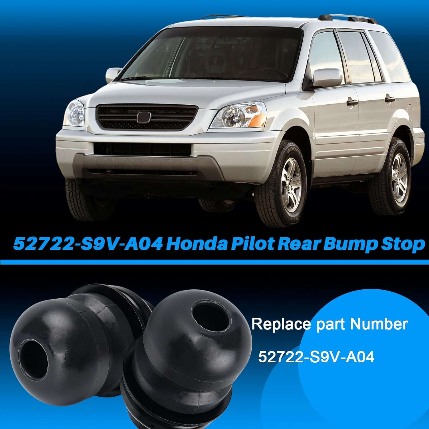 52722-S9V-A04 Rear Bump Stop Fit for Honda Pilot 2003-2008 2 Pcs Replace OE# 52722S9VA04