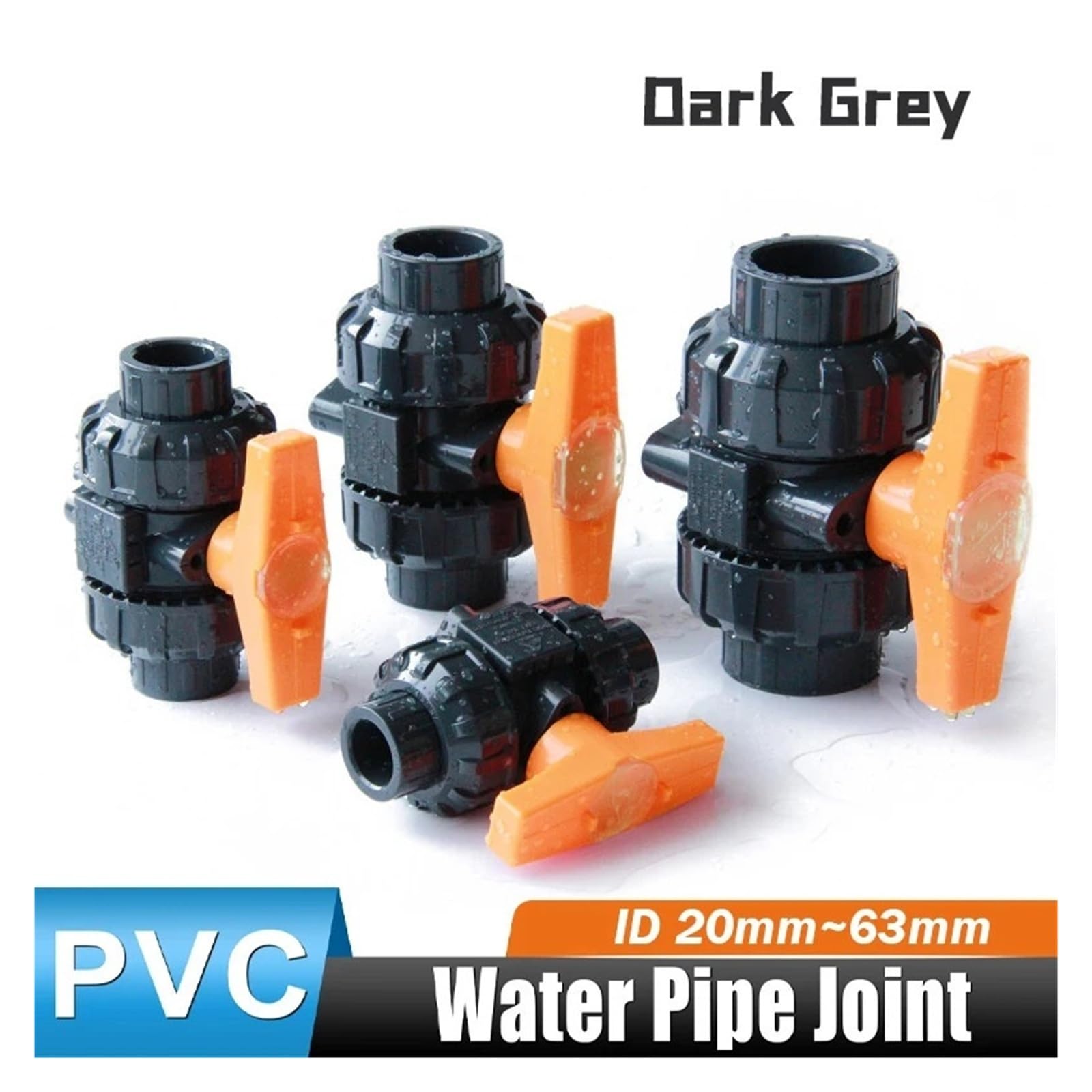 Zawór kulowy PVC z gwintowanym zamknięciem, Identyfikator spoiny rozpuszczalnikowej z podwójną złączką PCV 20/25/32/40/50/63 mm Nawadnianie ogrodu(20mm)
