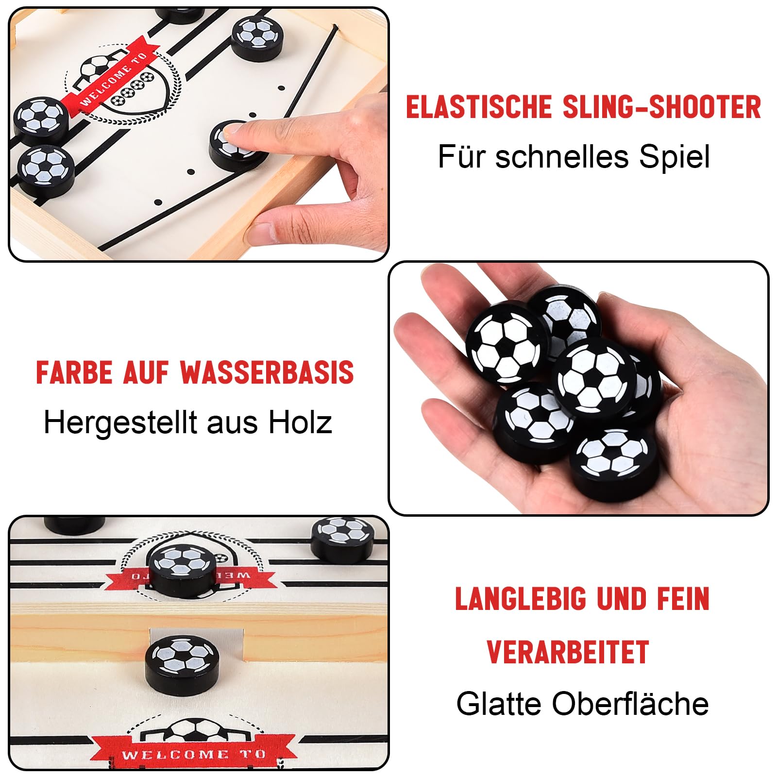 FORMIZON Hockey de Madera, Juego de Mesa de Hockey de Escritorio, Juego de Air Hockey Portátil, Interacción Entre Padres e Hijos, Actividades de Reunión Familiar