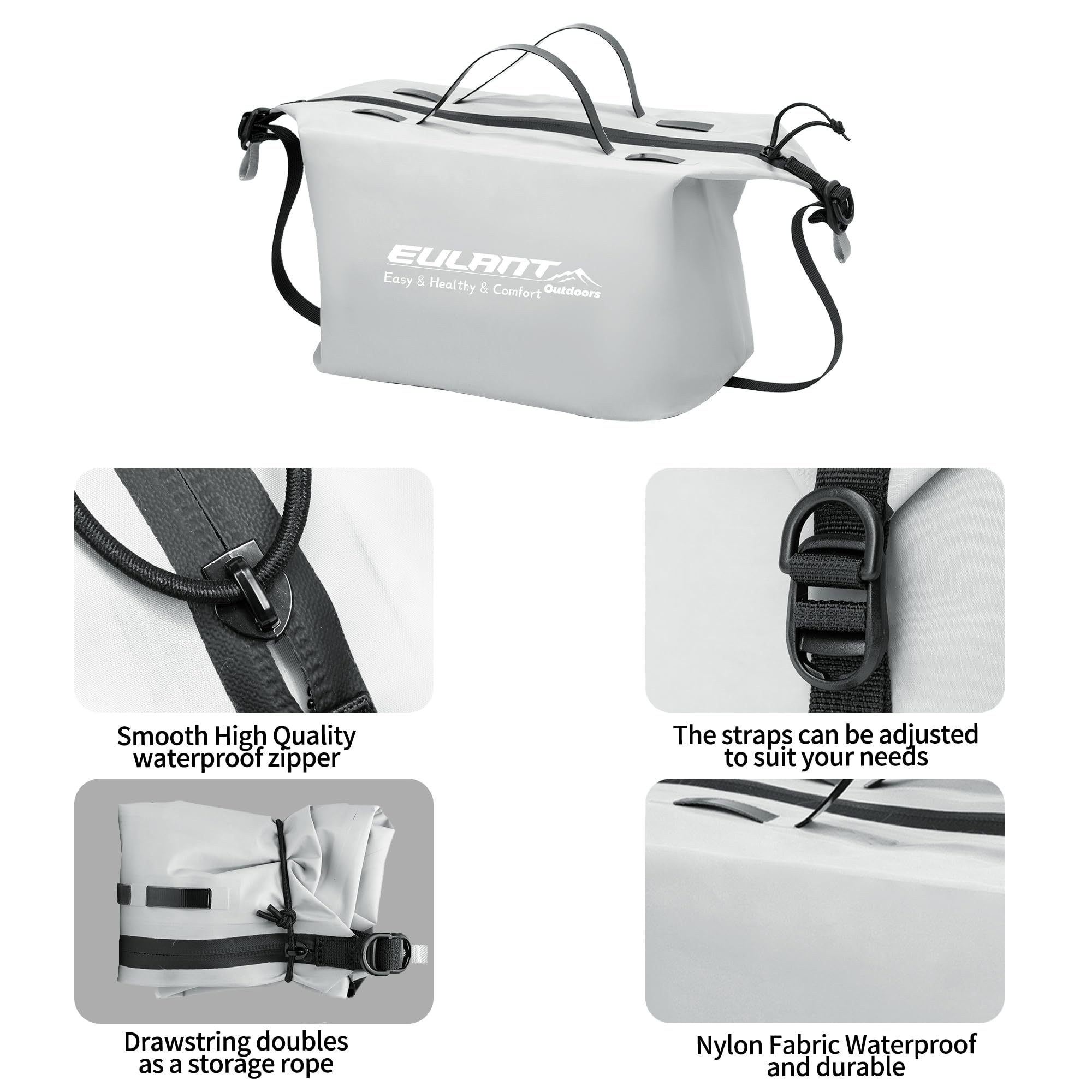 EULANT Beauty case da viaggio con manico, per uomini e donne, organizer impermeabile di grande capacità, per accessori da toeletta, viaggi, viaggi di lavoro, Confezione da 2 grigio