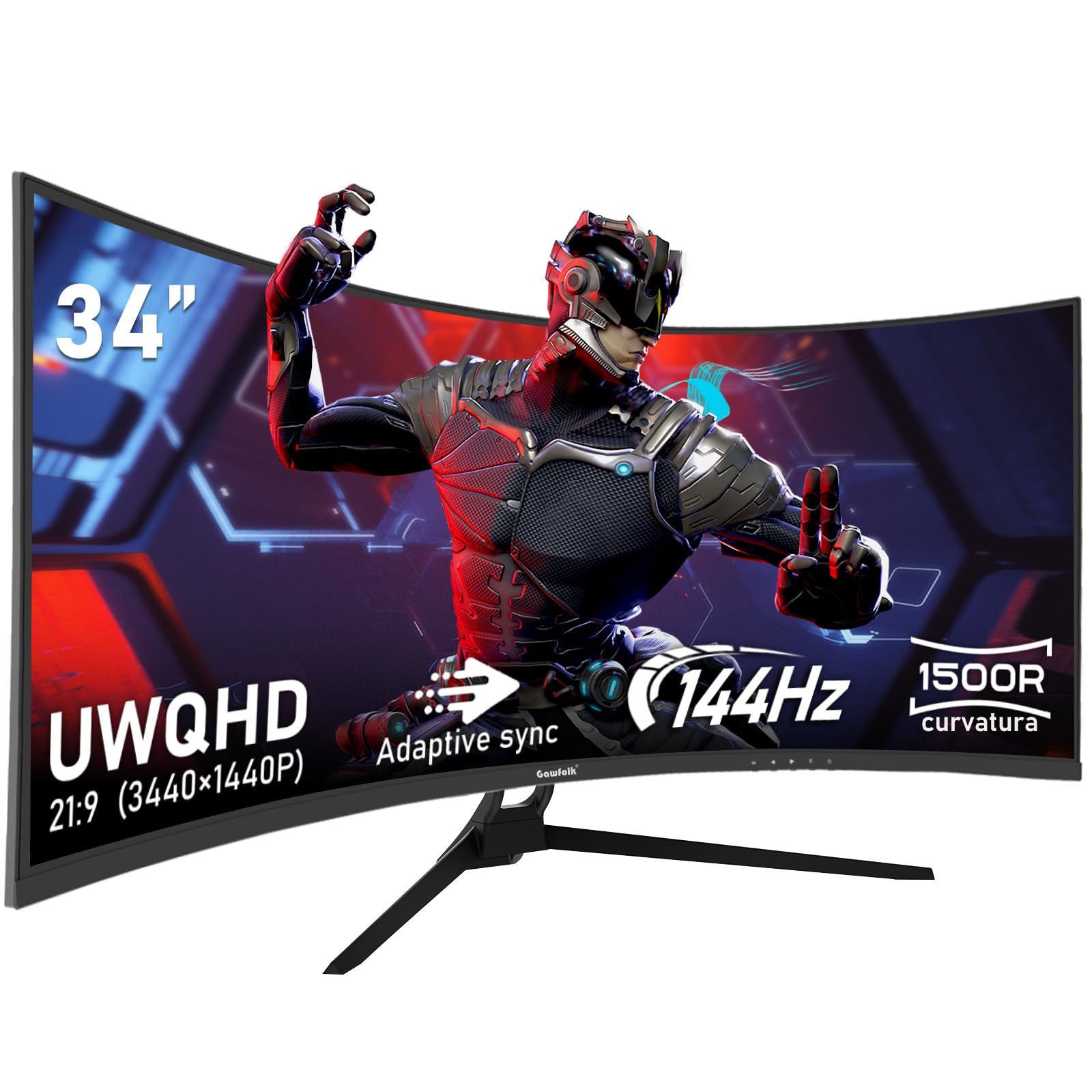 Sponsored Ad – Gawfolk 34 Inch Ultrawide Curved 144Hz Gaming Computer Monitor 1500R PC screen 21:9 UWQHD (3440x1440),Adaptive Sync,178° Viewing Angle,HDMI、Display Port,Compatible with wall mounted VESA75x75MM-Black