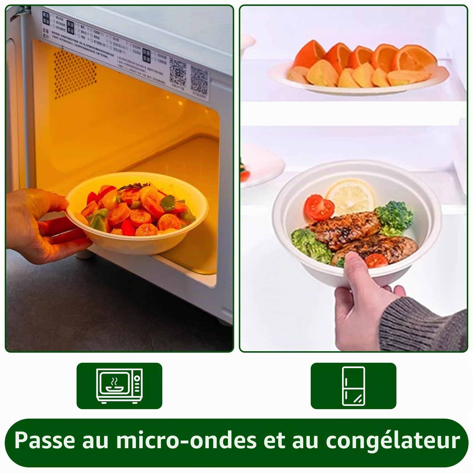 100 Bols Jetables 750 ml, Bols à Soupe en Bagasse de Canne à Sucre, Compostables et Résistants (100 pièces), Pour Fêtes, Pique-nique, Usage Alimentaire, Blanc