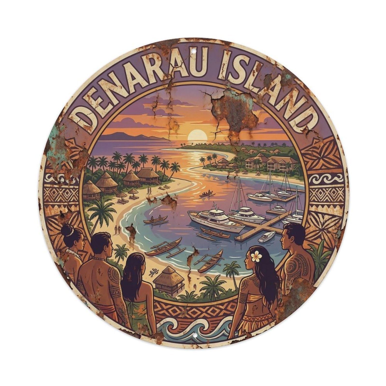 Olyhtr 8X8inch Classic Style Fiji Travel Denarau Island Pacific Capital Coastal Metal Tin Sign