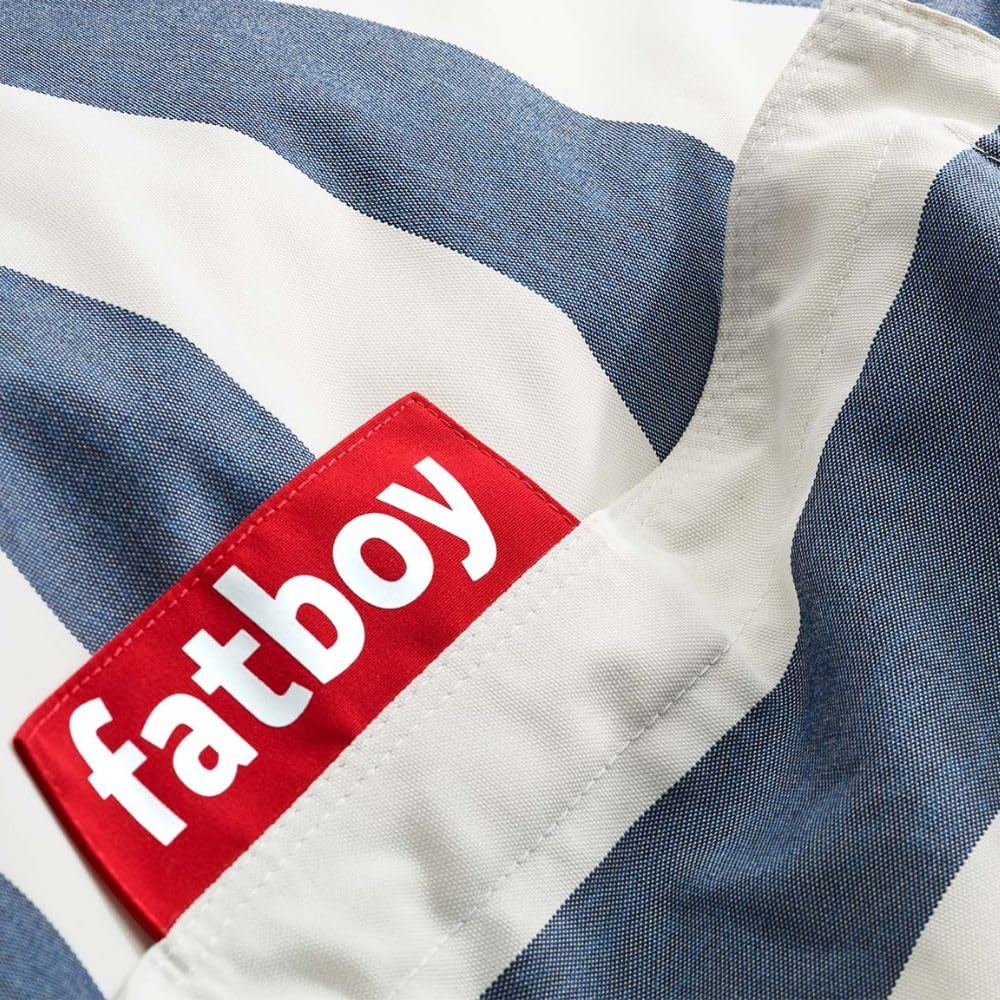 Fatboy® The Original Pouf d'extérieur | Bean Bag/Coussin/Fauteuil XXL Classique Outdoor | Bleu (Rayure) | 180 x 140 cm