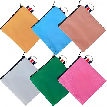 6 Pack Small Canvas Zipper Tool Bag,Square Pocket Mini Toiletry Bag, Multi-Purpose Storage Organizer Portable Travel Makeup Pouch with Hanging Ring4inch