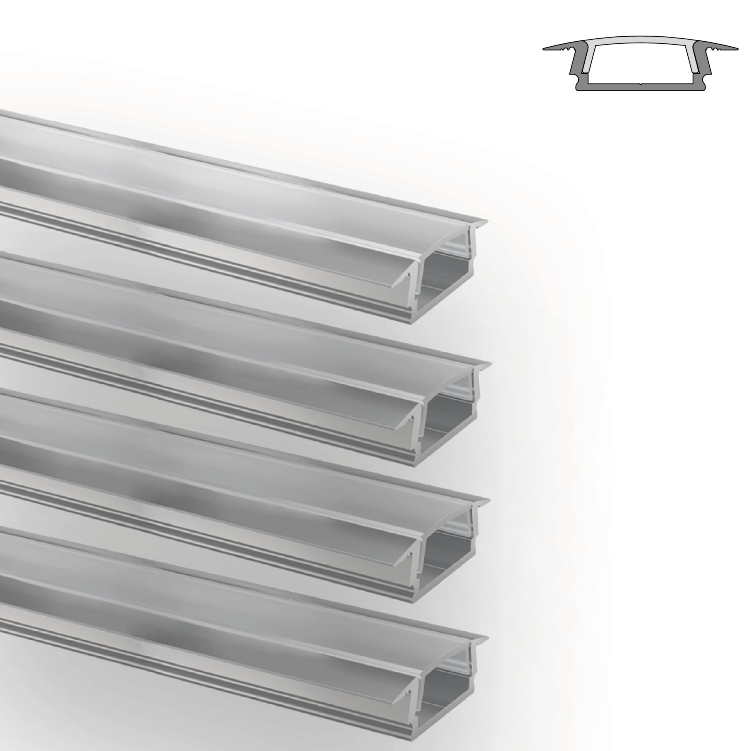 INNOVATE LED Einbauprofil 2m 4er Set [12x6mm Aluprofil Silber Diffusor Milchig] Aluprofil für LED Streifen 2m I Indirekte Beleuchtung Unterbauleuchte Küche I Ambientebeleuchtung Wohnzimmer LEDs Büro