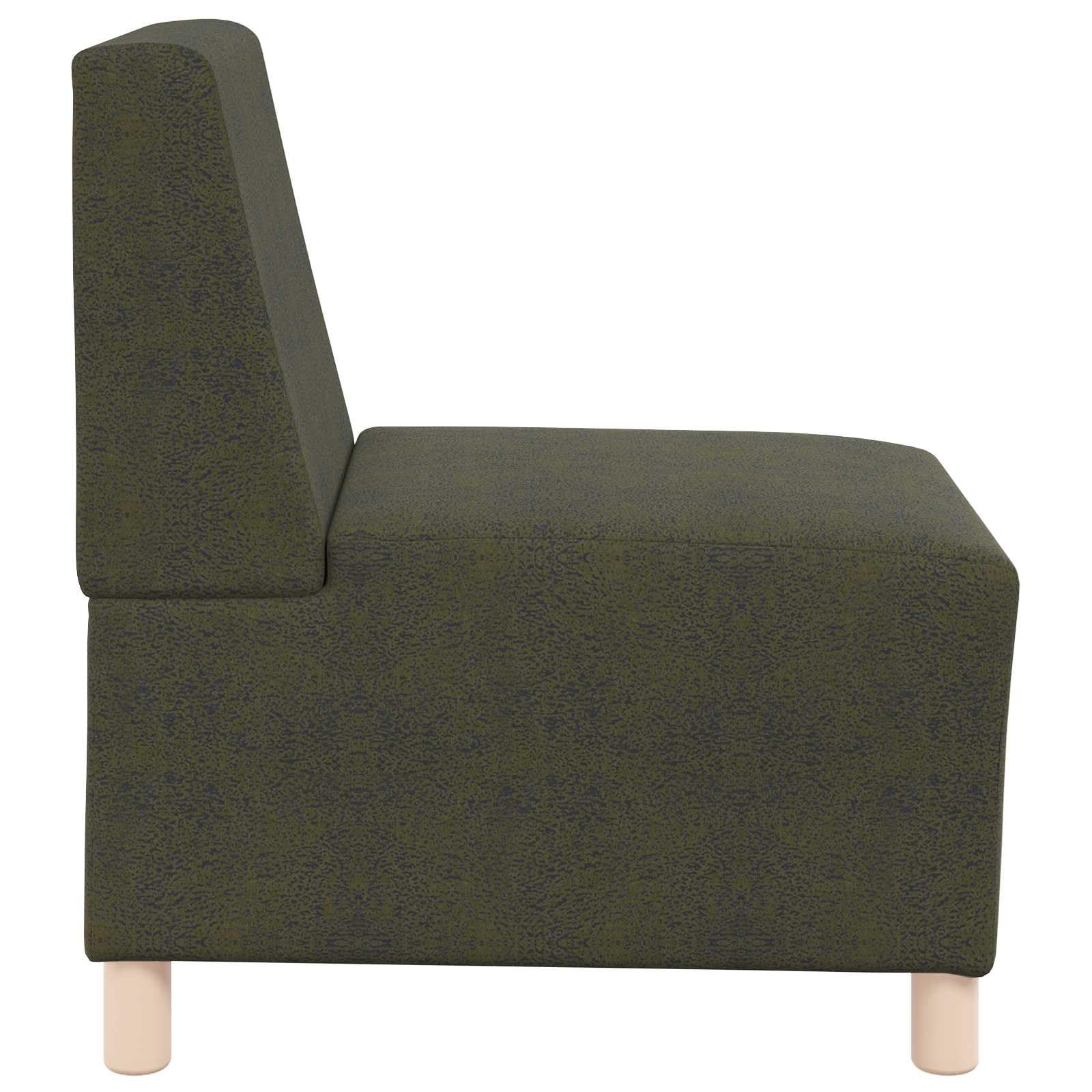 Modułowa sofa bez rękawów, oliwkowa zieleń z zamszowym obiciem, 55 x 74 x 82 cm, wytrzymała rama, wszechstronne zastosowanie jako dwuosobowa kanapa do salonu, biura, pokoju gościnnego