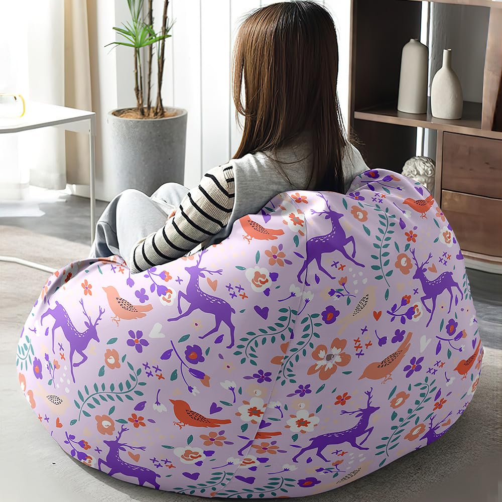 Pouf Poire Géant DOTBUY-SHOP Imprimé Cerf - Sans Garnissage Intérieur Extérieur Adulte Enfant Salon Chambre