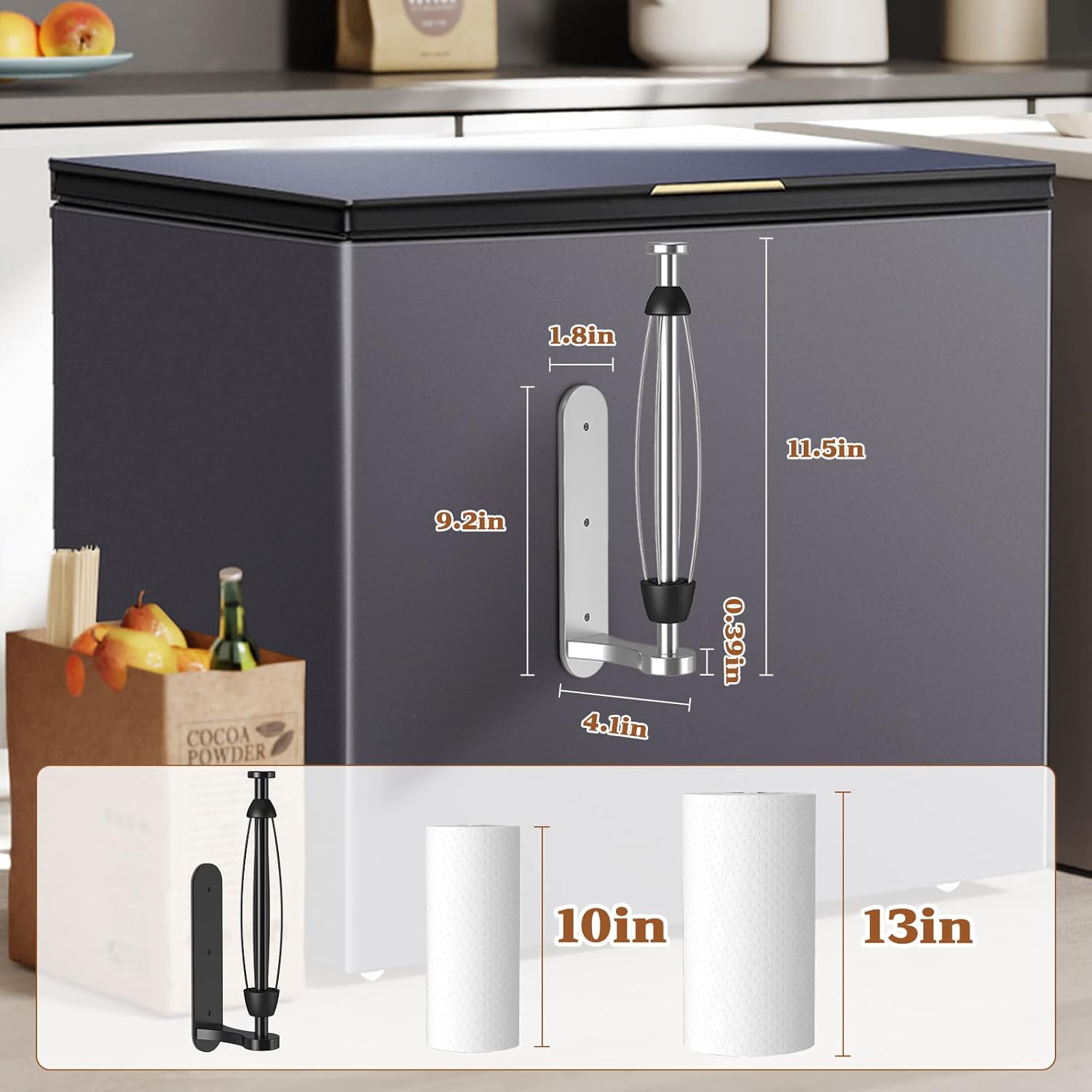 Magnetic Paper Towel Holder for Fridge - No Drill, One Hand Tear with Ratchet Mechanism, Silver, Self-Adhesive & Wall Mount for Kitchen, RV, Garage - Image 7