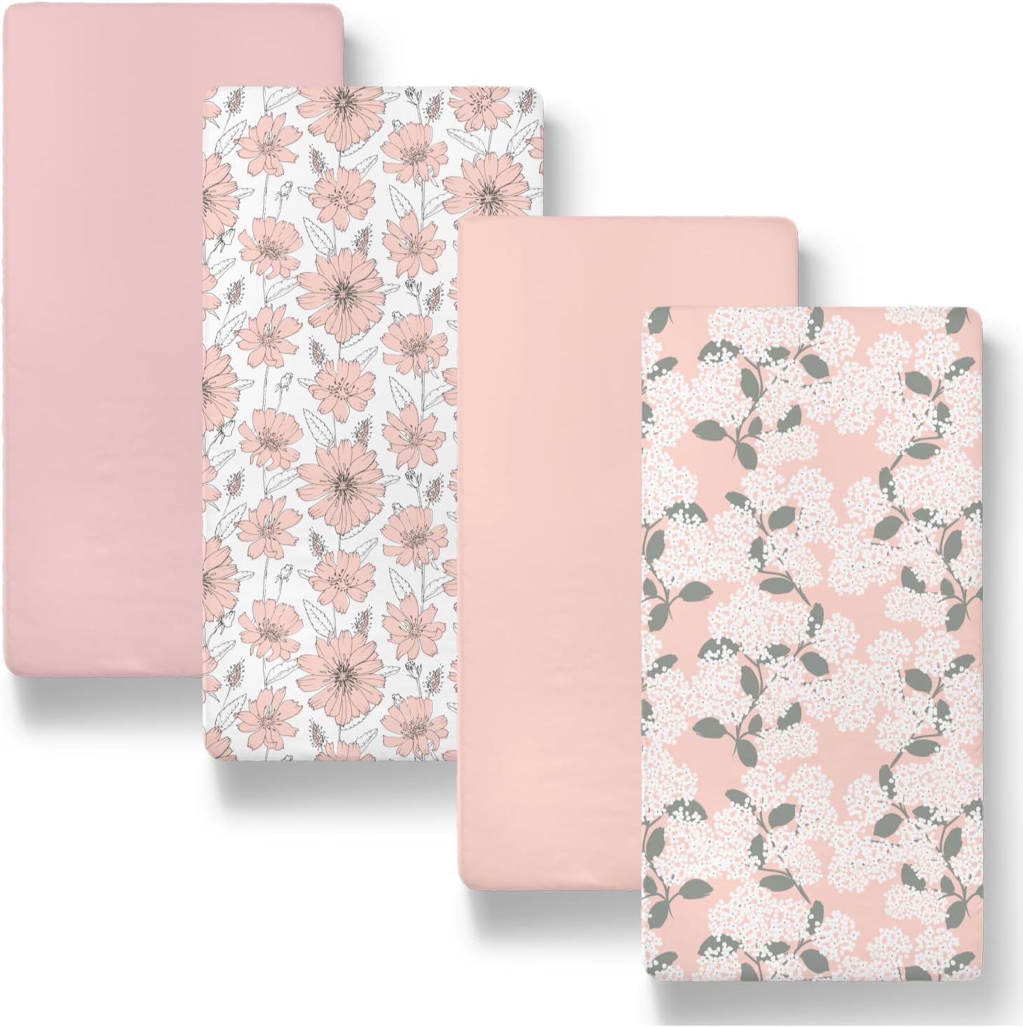 Amazon.com: The Peanutshell Baby Bassinet Sheets 4-Pack for Girl - Soft ...