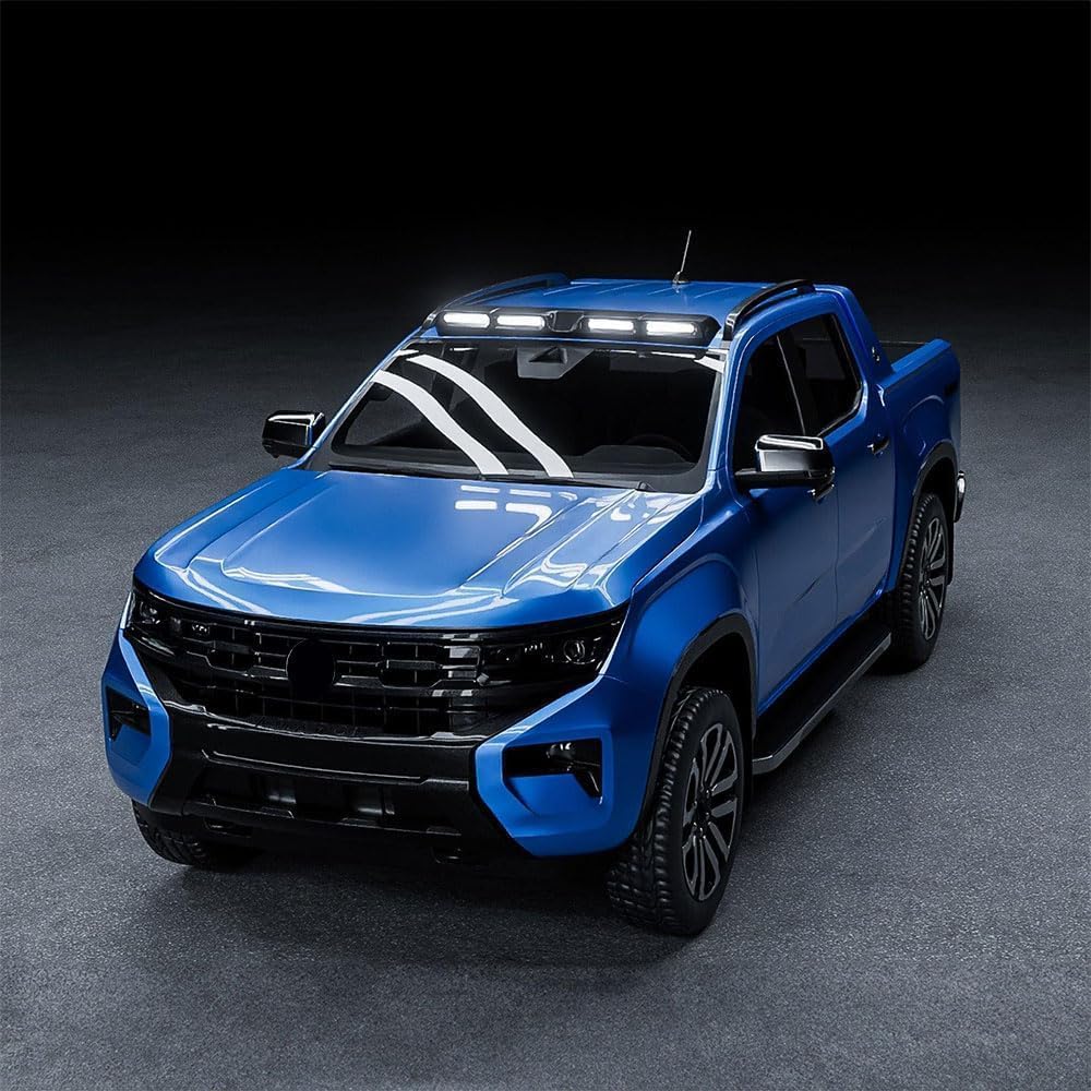 ABS Roof Top LED Light Bar Roof Top Light Spoiler 4 LED Lamp Accessories fit for VW Amarok 2023 2024 2025 Lamp Model LED DRL Spoiler Running Lamp, Car Accessories (Black)