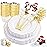 Morejoy 175PCS Gold Plastic PlatesWhite Gold Disposable Plates with Pre Rolled Napkins:25 Dinner Plates,25 Dessert Plates,25 Spoons,25 Forks,25Knives,25Cups,25Napkins for Party & Christmas