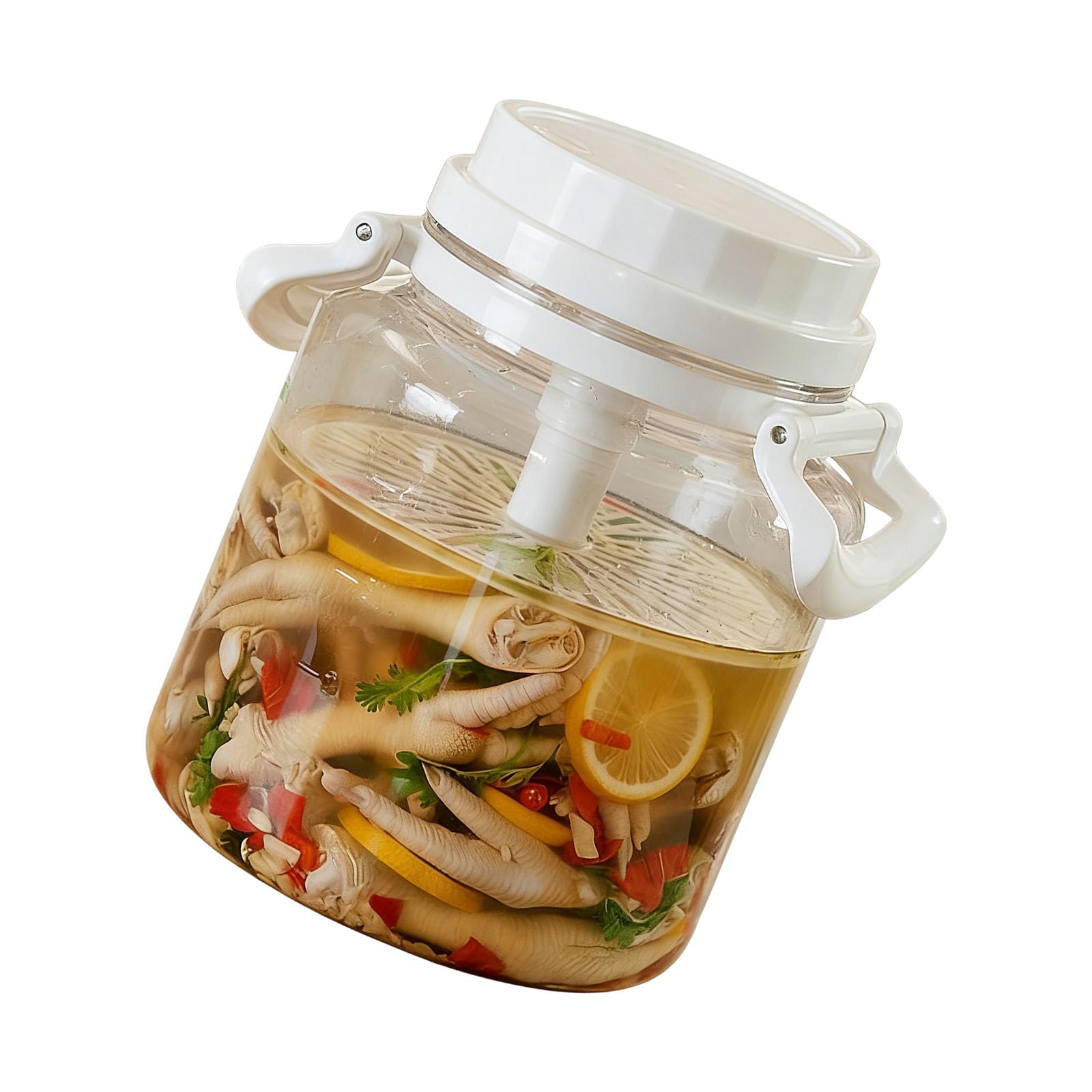 Msioytog White Sealing Jars For Home Use Pickled Vegetables Container With Leakproof Lid And Ergonomic Carry Handle Large Capacity Store Planner