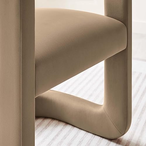 Miniatura 6 de Modway Winslow Silla de comedor de terciopelo resistente a las manchas en color gris pardo - Sillón de barril con respaldo abierto - Silla de